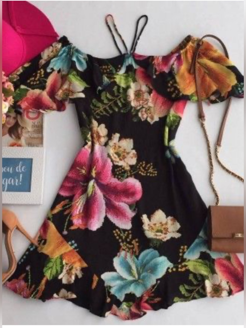 Farm Rio Tropical Floral Flare Mini Dress Small Dainty Feminine Fairy Picnic